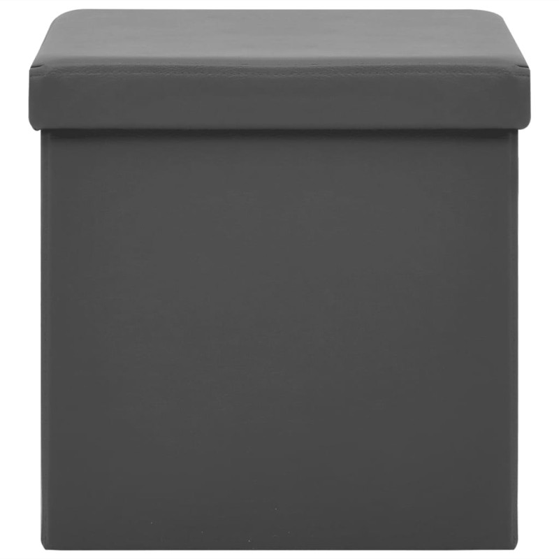 Produktbild för Hopfällbar förvaringspall grå PVC