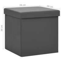 Miniatyr av produktbild för Hopfällbar förvaringspall grå PVC