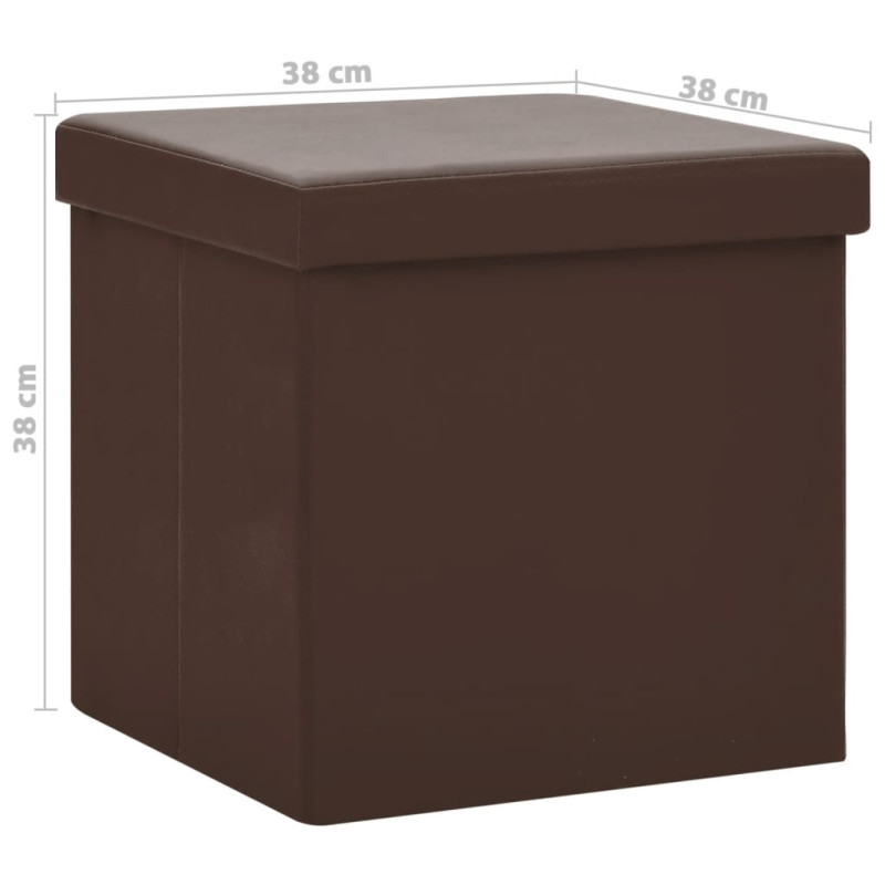 Produktbild för Hopfällbara förvaringspallar 2 st brun PVC