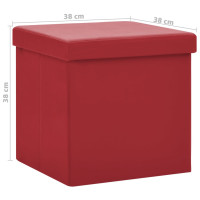 Miniatyr av produktbild för Hopfällbara förvaringspallar 2 st vinröd PVC