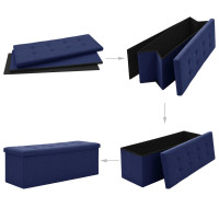 Miniatyr av produktbild för Hopfällbar förvaringsbänk blå konstlinne