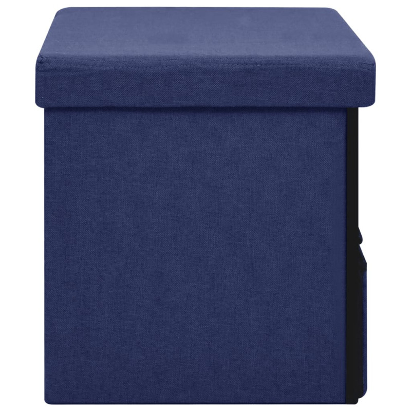 Produktbild för Hopfällbar förvaringsbänk blå 76x38x38 cm konstlinne