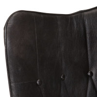 Produktbild för Öronlappsfåtölj svart äkta läder
