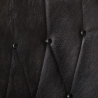 Produktbild för Öronlappsfåtölj svart äkta läder