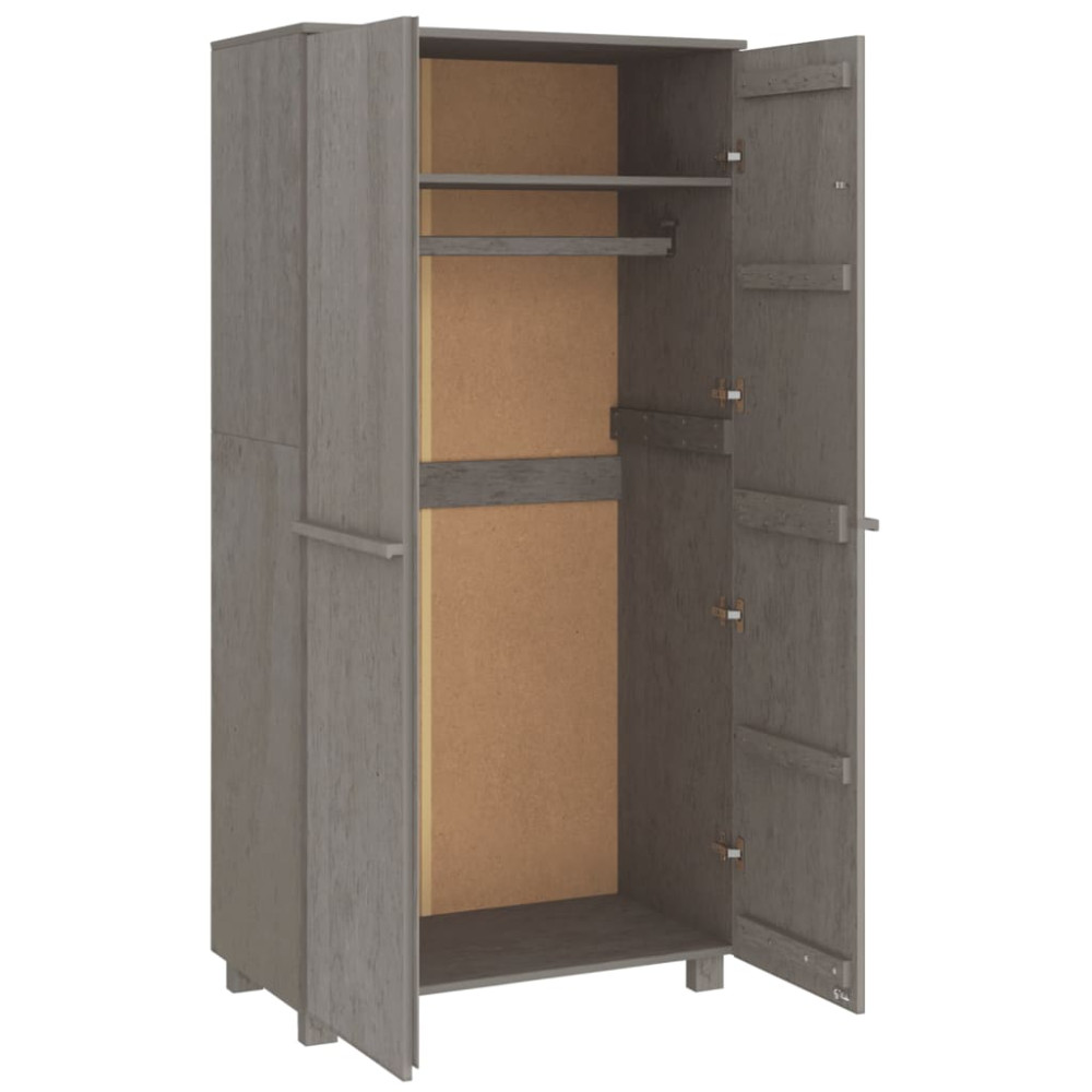 Produktbild för Garderob HAMAR ljusgrå 89x50x180 cm massiv furu