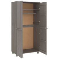 Produktbild för Garderob HAMAR ljusgrå 89x50x180 cm massiv furu