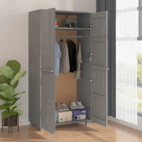 Produktbild för Garderob HAMAR ljusgrå 89x50x180 cm massiv furu