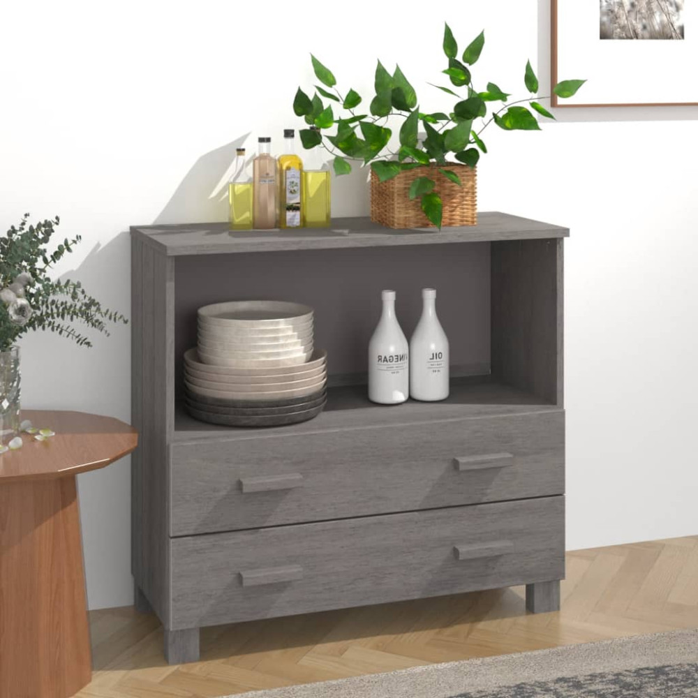 Produktbild för Byrå HAMAR ljusgrå 85x35x80 cm massiv furu