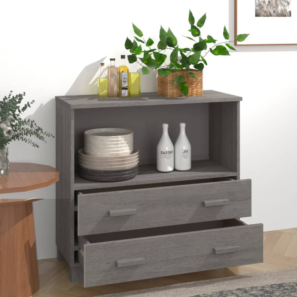 Produktbild för Byrå HAMAR ljusgrå 85x35x80 cm massiv furu