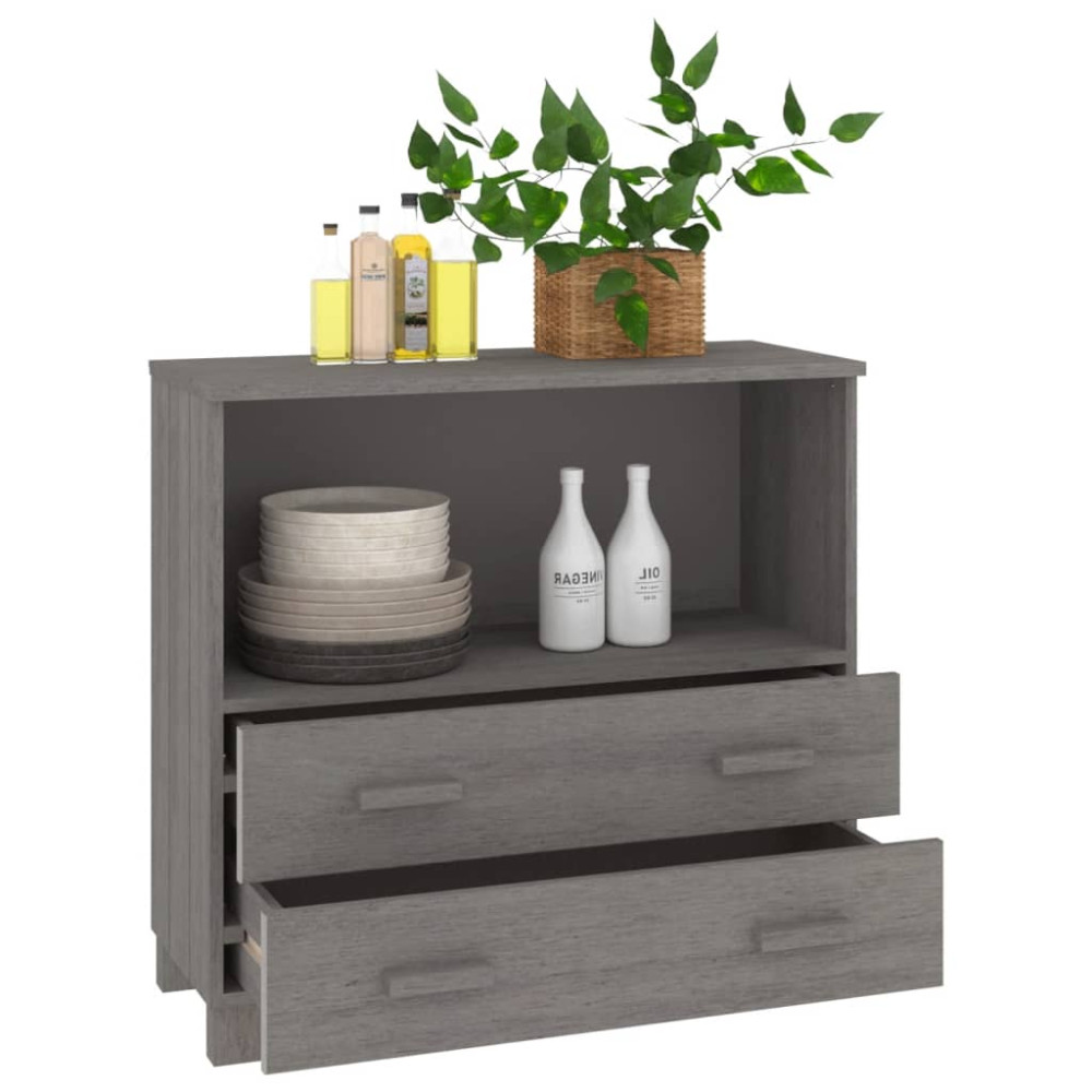 Produktbild för Byrå HAMAR ljusgrå 85x35x80 cm massiv furu