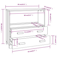 Produktbild för Byrå HAMAR ljusgrå 85x35x80 cm massiv furu
