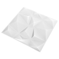 Produktbild för 3D Väggpaneler 12 st 50x50 cm diamant vit 3 m²