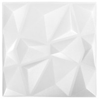 Produktbild för 3D Väggpaneler 12 st 50x50 cm diamant vit 3 m²