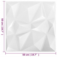 Produktbild för 3D Väggpaneler 12 st 50x50 cm diamant vit 3 m²