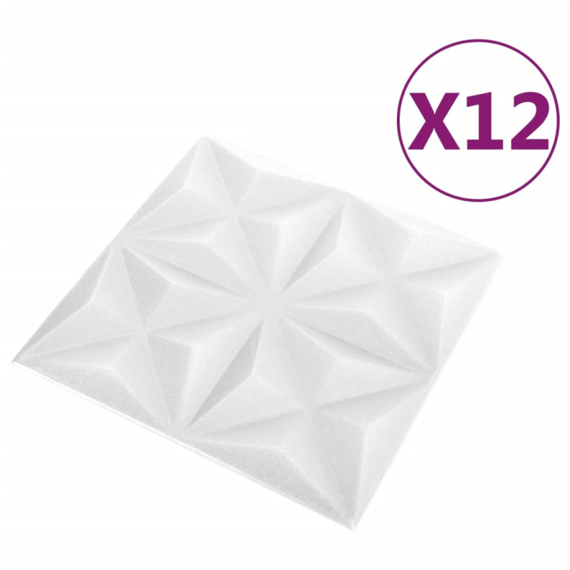Produktbild för 3D Väggpaneler 12 st 50x50 cm origami vit 3 m²