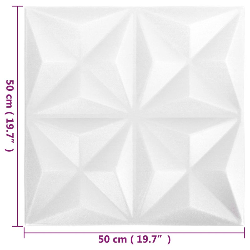 Produktbild för 3D Väggpaneler 12 st 50x50 cm origami vit 3 m²