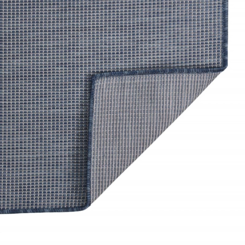 Produktbild för Utomhusmatta plattvävd 80x150 cm blå