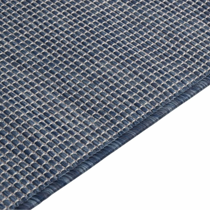 Produktbild för Utomhusmatta plattvävd 80x150 cm blå