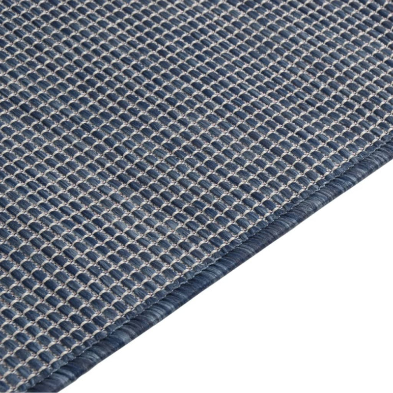 Produktbild för Utomhusmatta plattvävd 100x200 cm blå