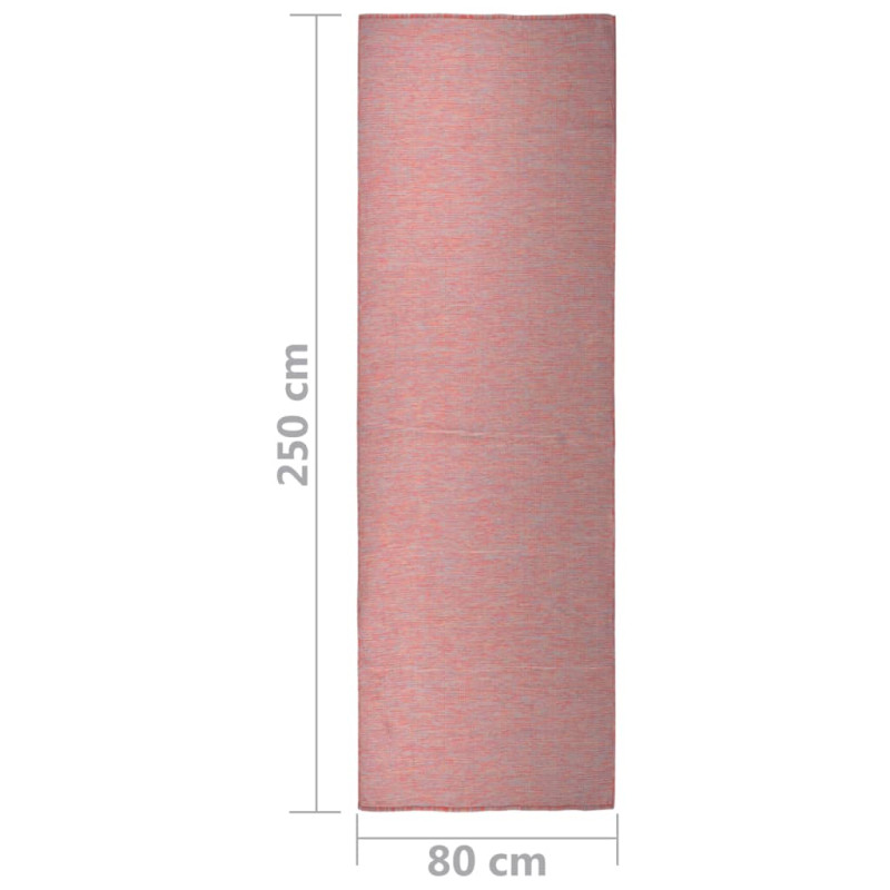 Produktbild för Utomhusmatta plattvävd 80x250 cm röd
