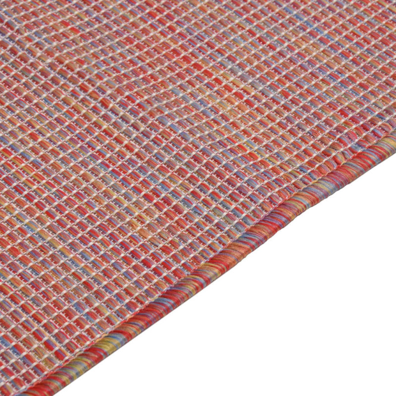 Produktbild för Utomhusmatta plattvävd 100x200 cm röd