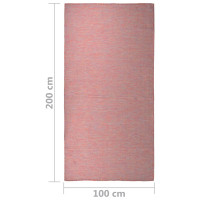Miniatyr av produktbild för Utomhusmatta plattvävd 100x200 cm röd