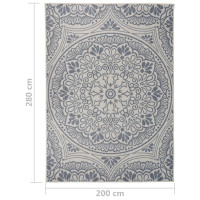 Produktbild för Utomhusmatta plattvävd 200x280 cm blått tryck