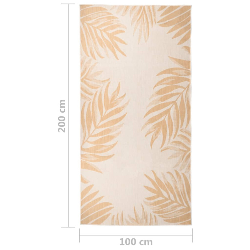 Produktbild för Utomhusmatta plattvävd 100x200 cm bladmönstrad
