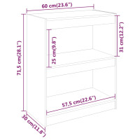 Produktbild för Bokhylla/Rumsavdelare grå 60x30x71,5 cm massiv furu