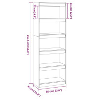 Produktbild för Bokhylla/Rumsavdelare vit 60x30x167,5 cm massiv furu