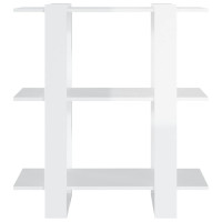 Produktbild för Bokhylla/Rumsavdelare vit högglans 80x30x87 cm