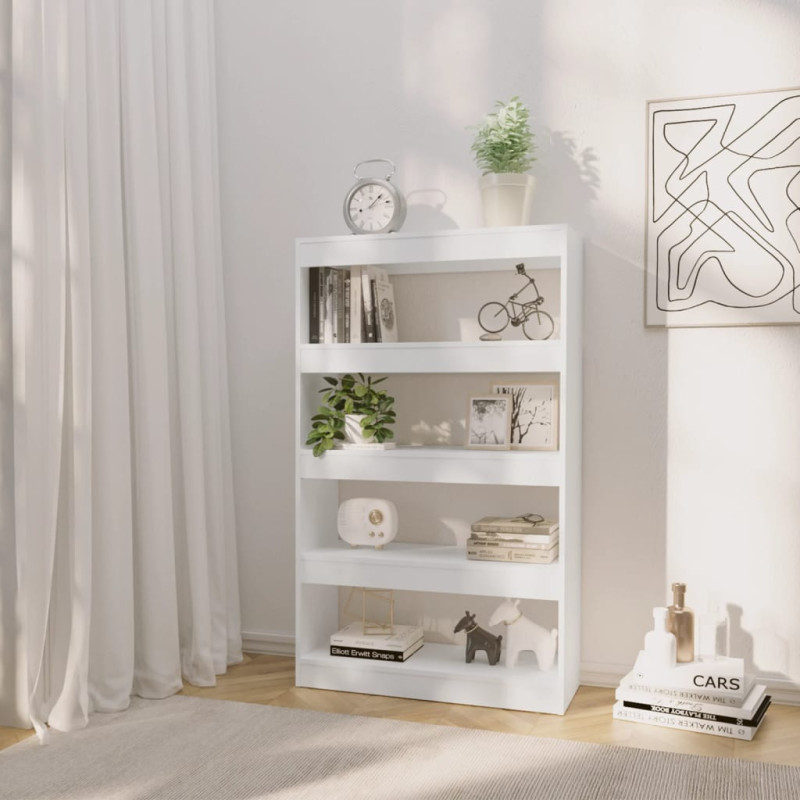 Produktbild för Bokhylla/rumsavdelare vit 80x30x135 cm konstruerat trä