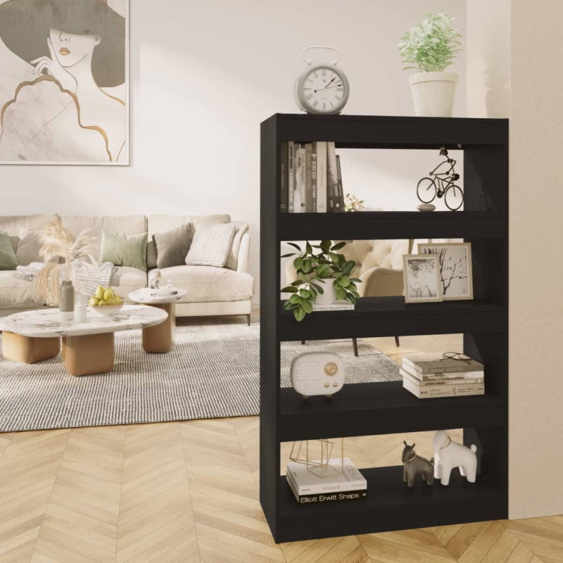 Produktbild för Bokhylla/Rumsavdelare svart 80x30x135 cm konstruerat trä
