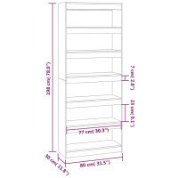 Produktbild för Bokhylla/Rumsavdelare vit högglans 80x30x198 cm konstruerat trä