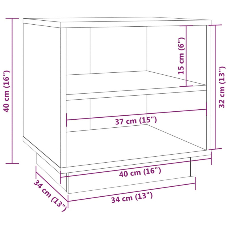 Produktbild för Sängbord vit 40x34x40 cm massiv furu