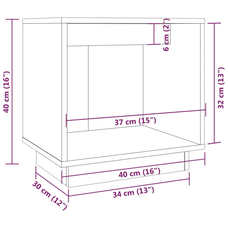Produktbild för Sängbord vit 40x30x40 cm massiv furu