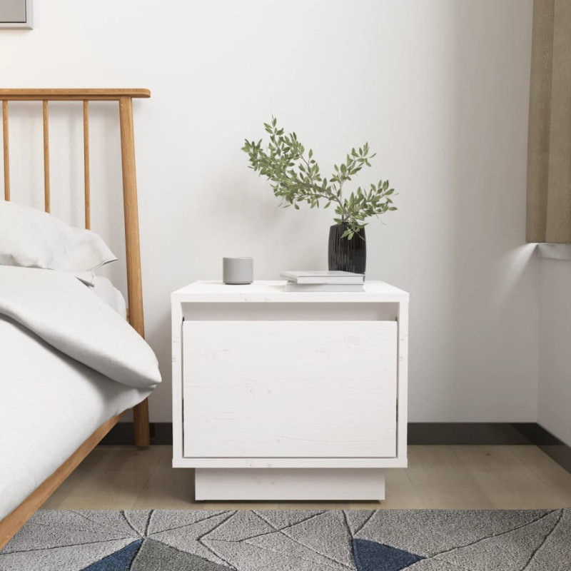 Produktbild för Sängbord vit 35x34x32 cm massiv furu