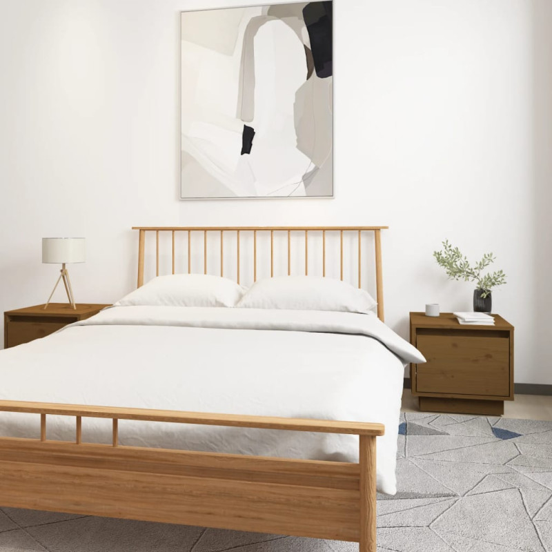 Produktbild för Sängbord 2 st honungsbrun 35x34x32 cm massiv furu