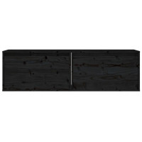 Produktbild för Väggskåp 2 st svart 60x30x35 cm massiv furu