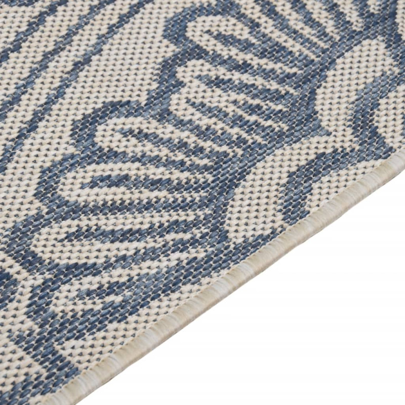 Produktbild för Utomhusmatta plattvävd 120x170 cm blått tryck