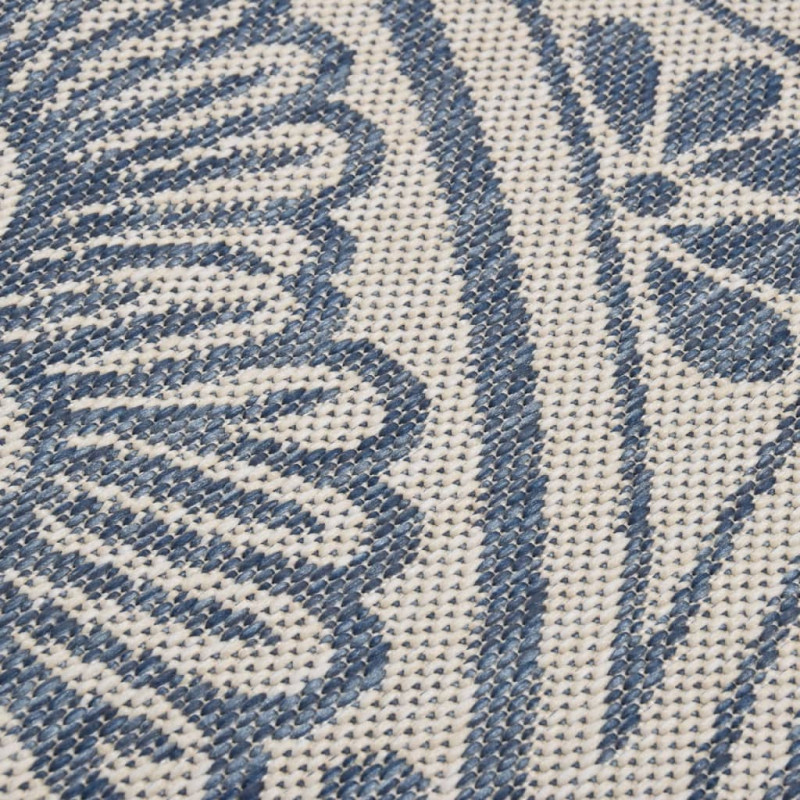 Produktbild för Utomhusmatta plattvävd 120x170 cm blått tryck