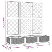 Produktbild för Odlingslåda med spaljé blågrå 120x40x121,5 cm PP