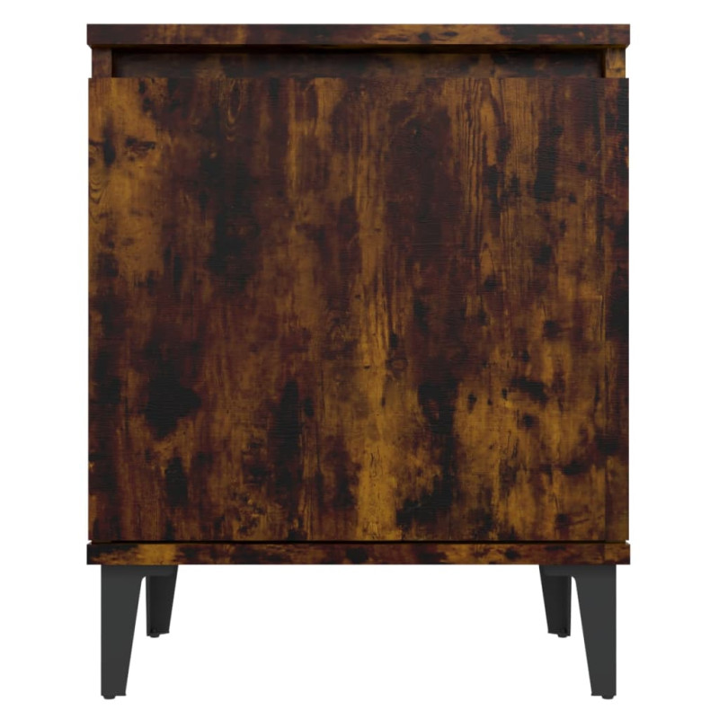 Produktbild för Sängbord med metallben rökfärgad ek 40x30x50 cm
