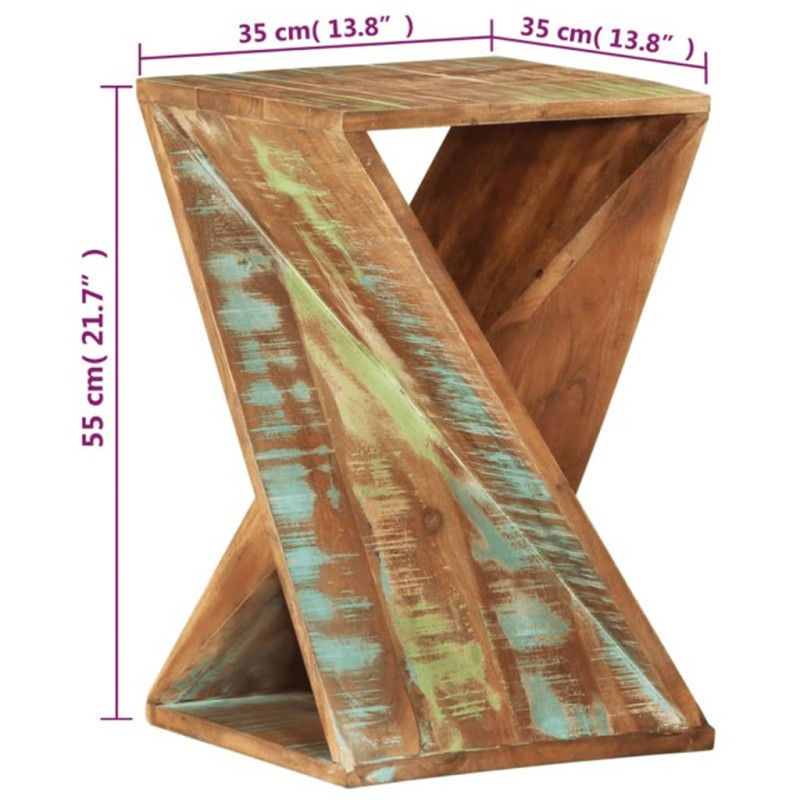 Produktbild för Sidobord 35x35x55 cm massivt återvunnet trä