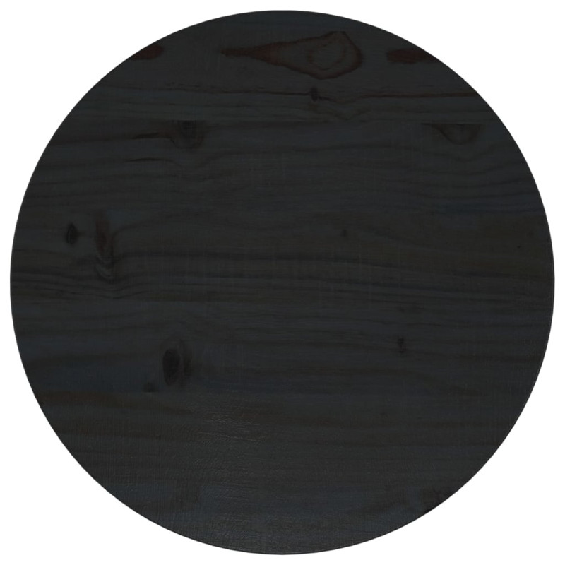 Produktbild för Bordsskiva svart Ø40x2,5 cm massiv furu