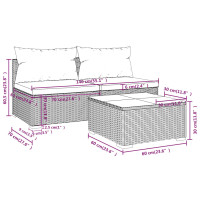 Produktbild för Loungegrupp för trädgården med dynor 3 delar konstrotting grå