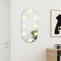 Produktbild för Spegel med LED-lampor 80x40 cm glas oval