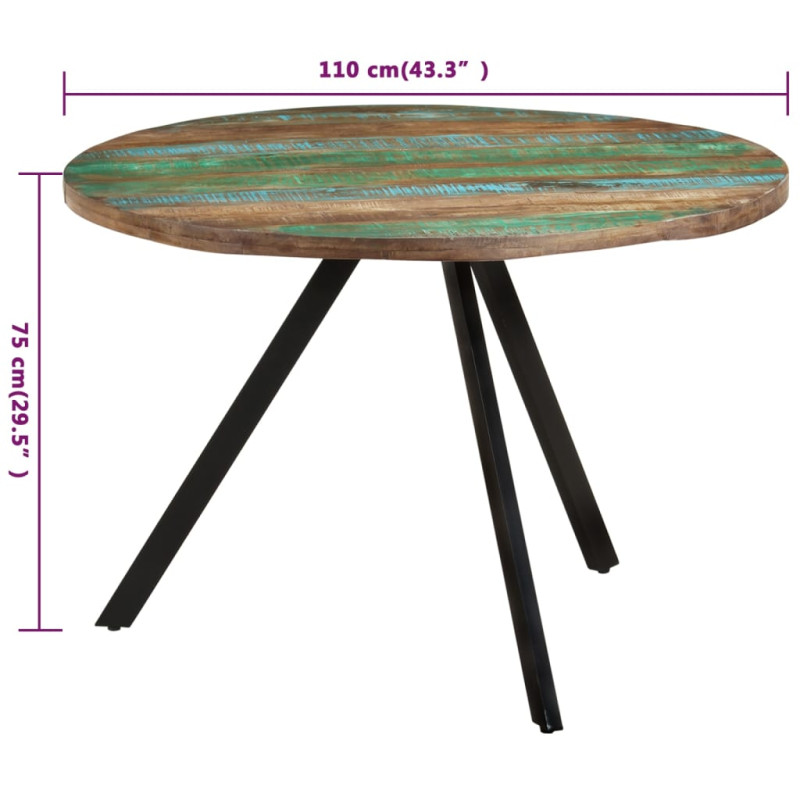 Produktbild för Matbord 110x75 cm massivt återvunnet trä