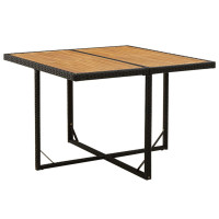 Produktbild för Trädgårdsbord svart 109x107x74 cm konstrotting & massiv akacia