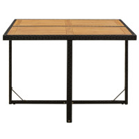 Produktbild för Trädgårdsbord svart 109x107x74 cm konstrotting & massiv akacia